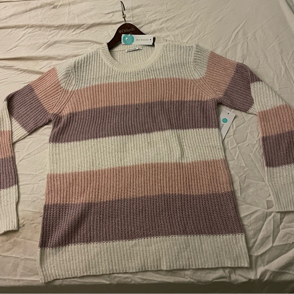 Striped Pink and Cream Women's Sweater